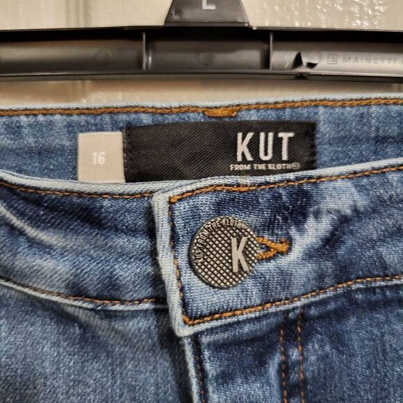 KUT from the Kloth High-Rise Fab AB Wide Leg Raw Hem in Milestone‎ sz 16 - Picture 5 of 9